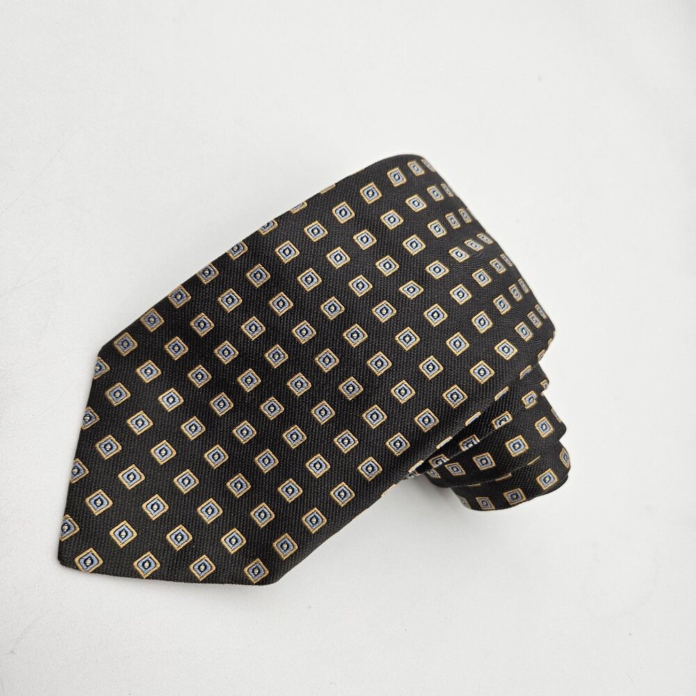 Vintage Oxford Clothes Black Geometric 59" Silk Tie